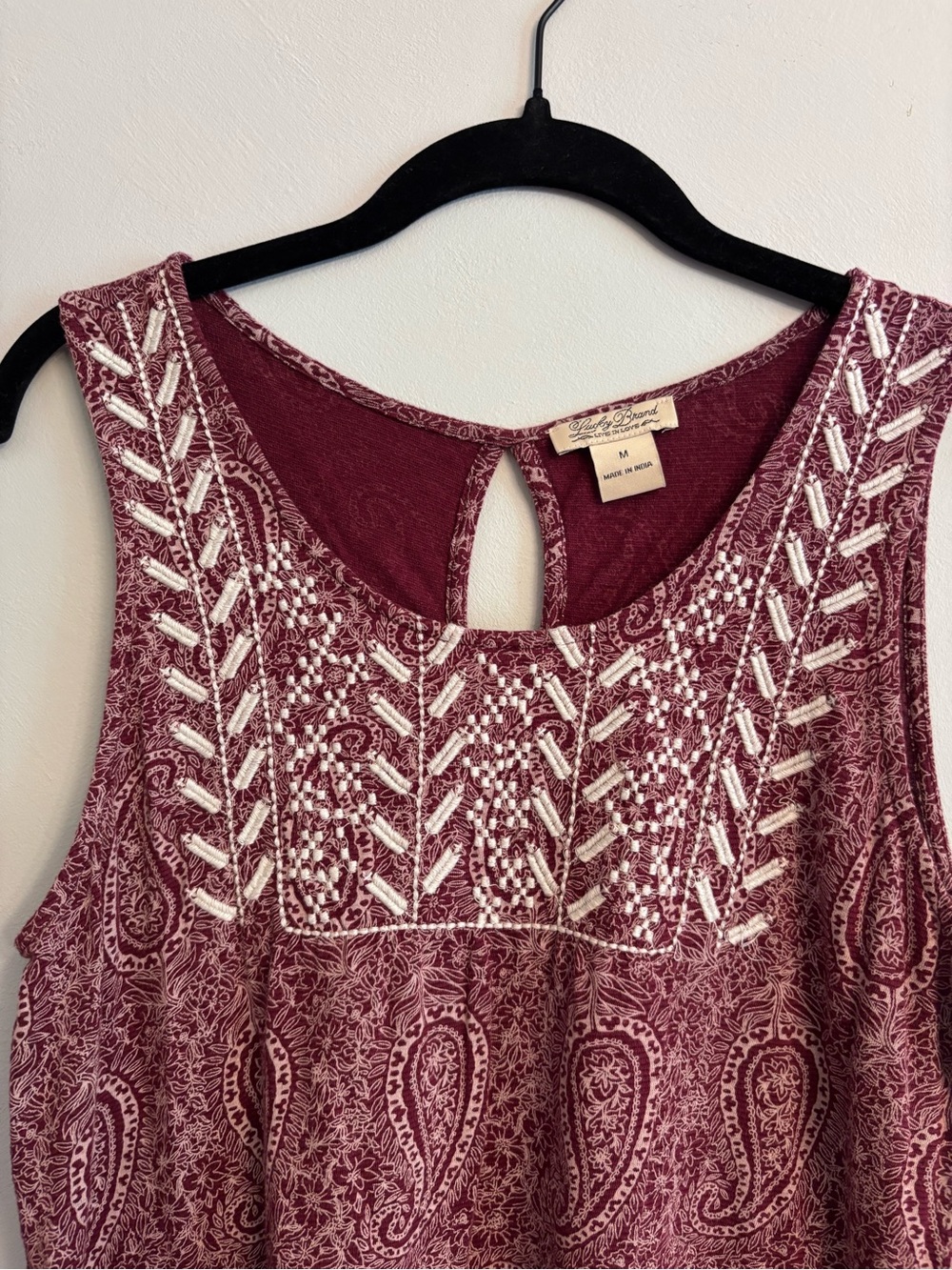 Lucky Brand Paisley Embroidered Tank Top - Picture 2 of 5